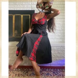 Plaid Print Vintage Splicing Dress